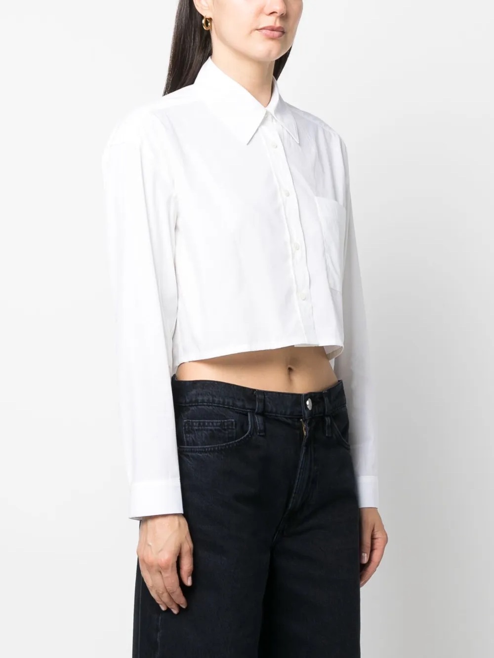 ba&sh Cropped Long-Sleeve White Shirt - Classic Collar